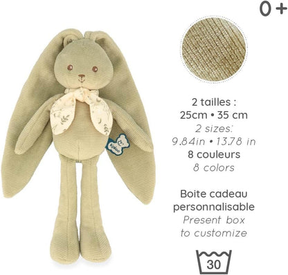 KALOO - Lapinoo - Grüner Hase - Baby-Plüschtier aus Cord - 25 cm - Sehr Weiches Material - Geschenkbox - Ab Geburt, K218014