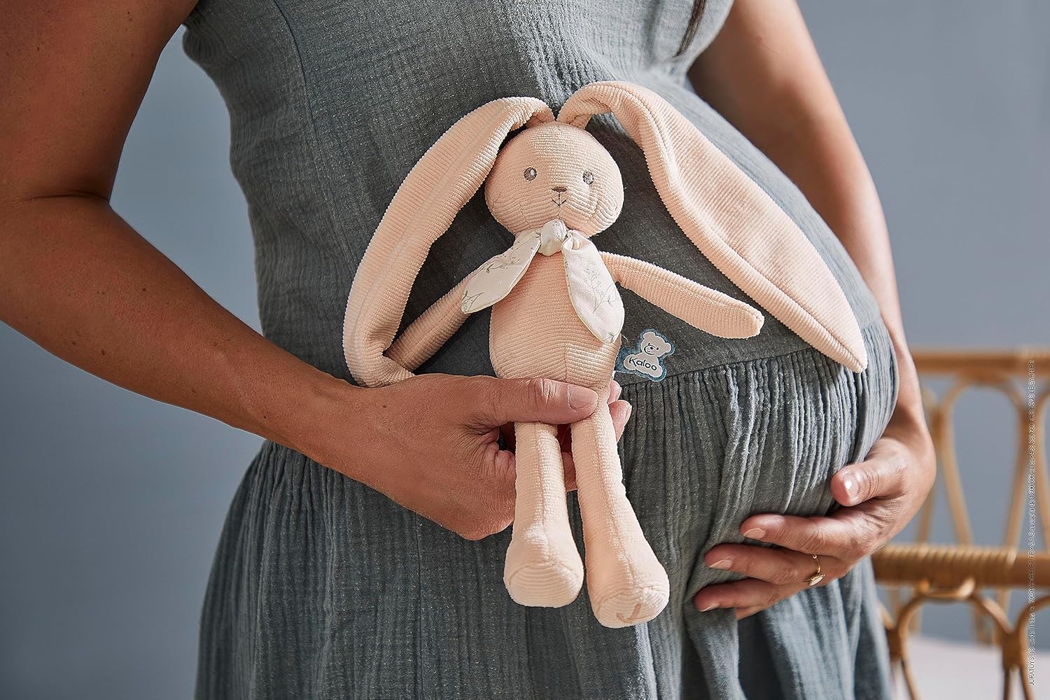 KALOO - Lapinoo - Pfirsichfarbener Hase - Baby-Plüschtier aus Cord - 25 cm - Sehr Weiches Material - Geschenkbox - Ab Geburt, K218015
