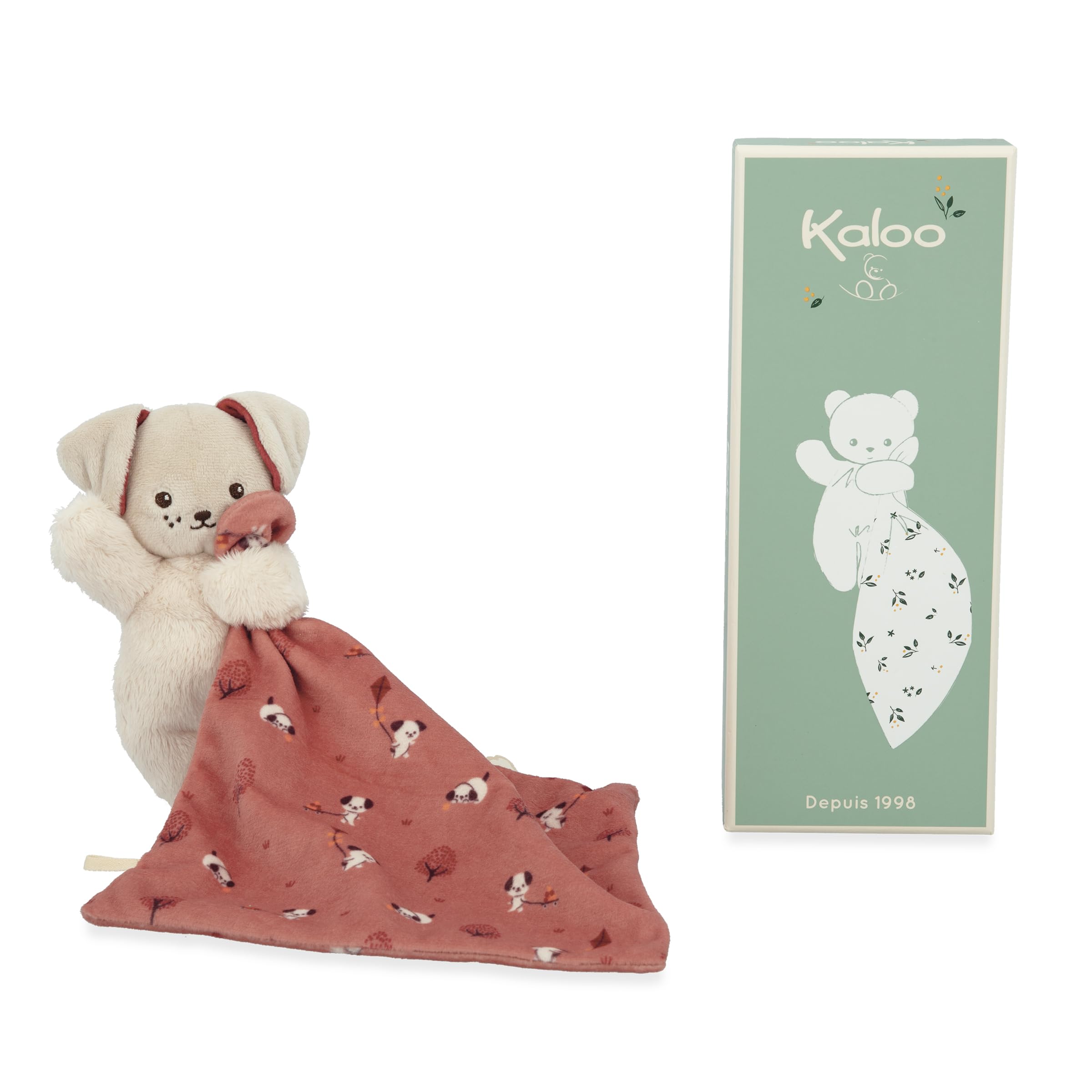 Kaloo Carre Douceur DOUDOU Chien Brique