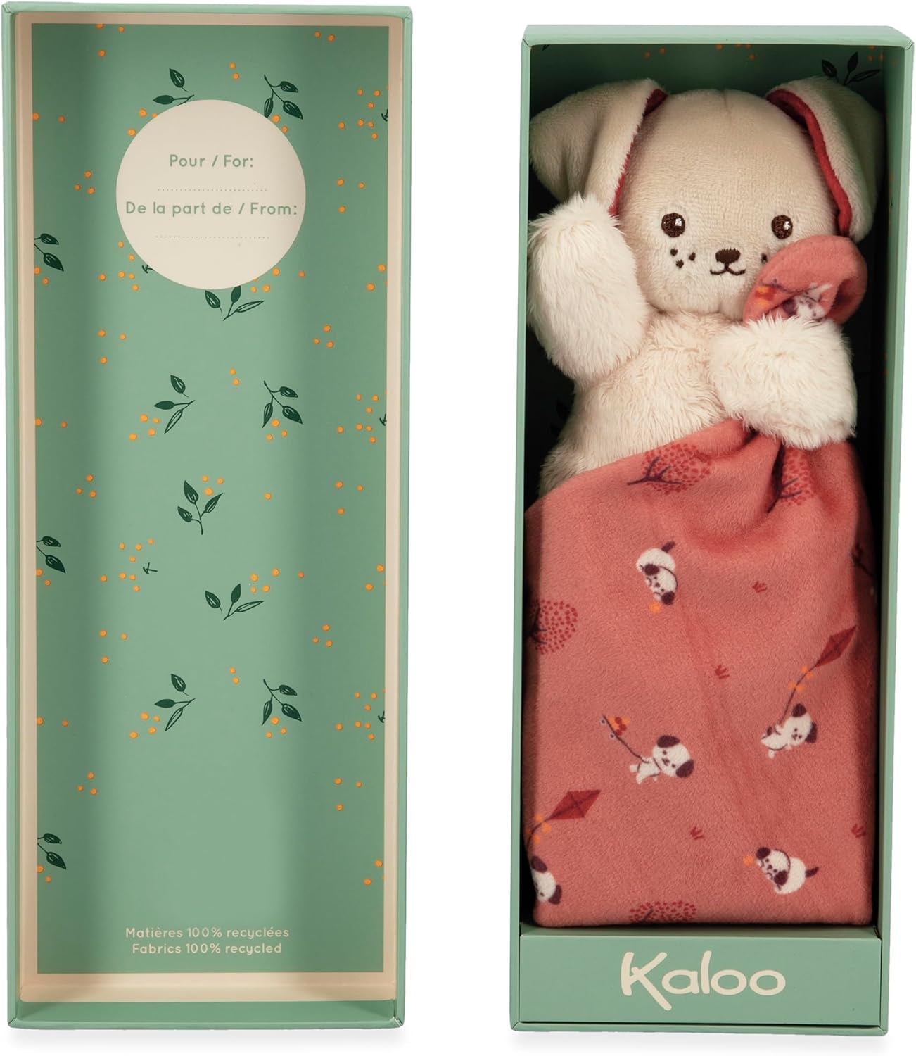 Kaloo Carre Douceur DOUDOU Chien Brique