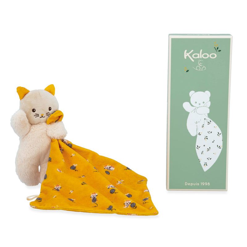 Kaloo Carre Douceur - Knuffeldoek Poes geel