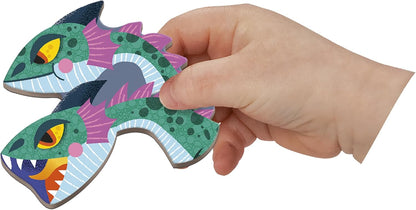 Janod - Magnéti'Book Drachen - Magnetisches Lernspiel 53 Magnete + 10 Modelle - Kinderspielzeug aus FSC-Karton - Fördert die Fingerfertigkeit und Vorstellungskraft - Ab 3 Jahre - J02527