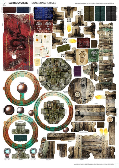 Battle Systems Fantasy Dungeon Terrain Furniture Terrain Immersive Scenery for D&D DND Maladum Pathfinder RPGs – Full-Color Heavy Duty Cardstock Printed on Both Sides