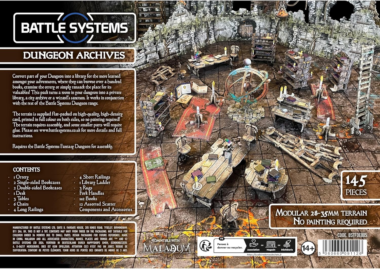 Battle Systems Fantasy Dungeon Terrain Furniture Terrain Immersive Scenery for D&D DND Maladum Pathfinder RPGs – Full-Color Heavy Duty Cardstock Printed on Both Sides