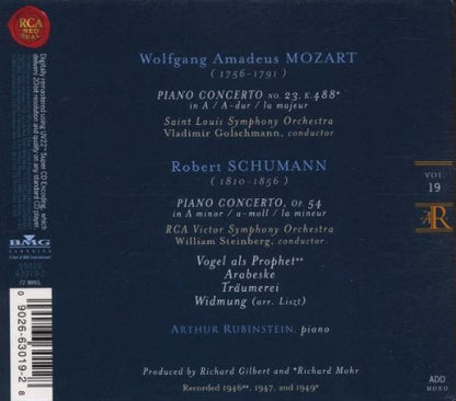 Mozart: Piano Concerto No. 23 / Schumann: Piano Concerto Rubinstein Collection, Vol. 19