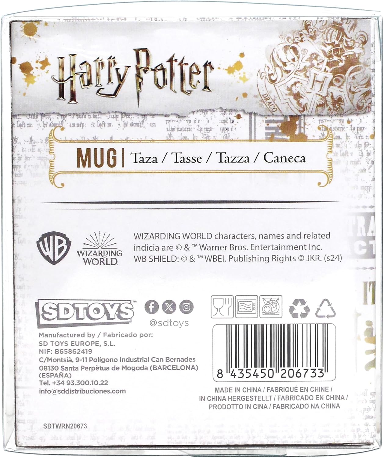 SD Toys Harry Potter Ceramic Mug, White/Black, 8 cm