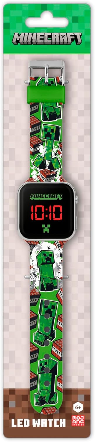 Disney - Minecraft Creeper Tnt Printed Strap Led Watch