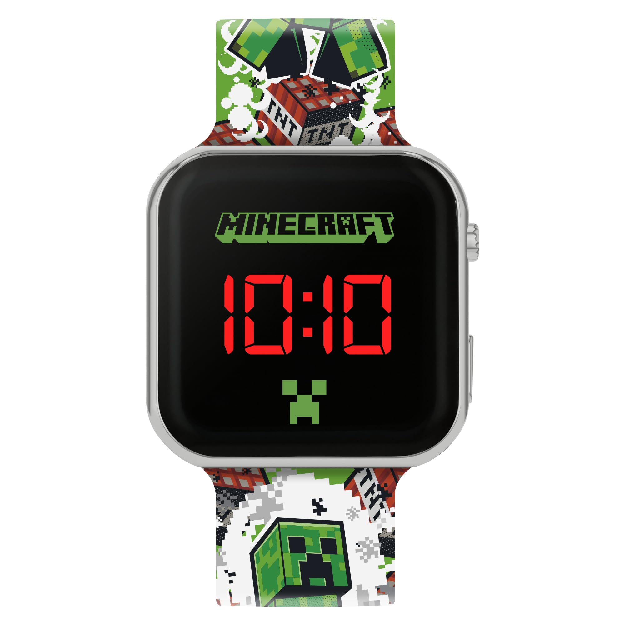 Disney - Minecraft Creeper Tnt Printed Strap Led Watch