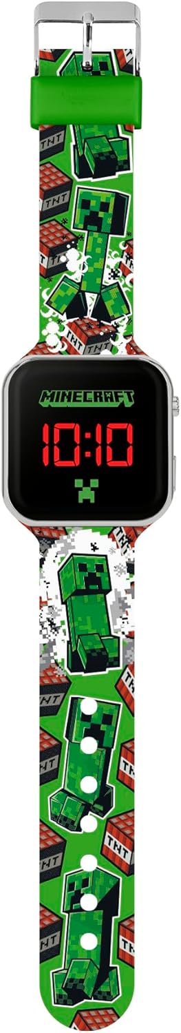 Disney - Minecraft Creeper Tnt Printed Strap Led Watch
