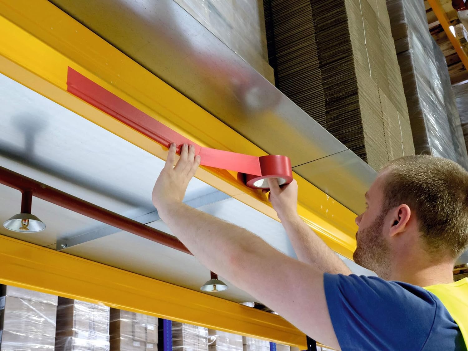 Durable DURALINE Floor Marking Tape - Self-Adhesive Temporary Marking Tape - 33 Metre Roll - Quick & Easy Application - Perfect for Temporary Marking - Red
