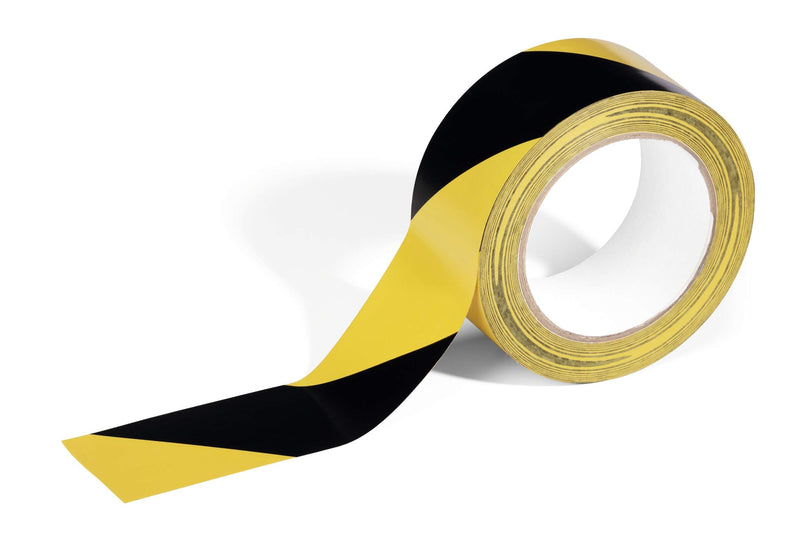DURABLE DURALINE Floor Marking Tape BASIC - Self-Adhesive Temporary Marking Tape - 33 Metre Roll - Quick & Easy Application - Perfect for Temporary Marking & Identification of Hazards - Yellow/Black