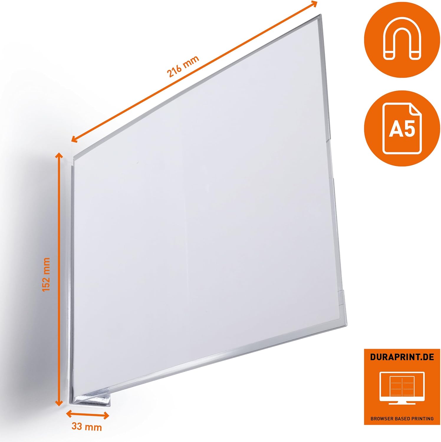 Durable Magnetic Aisle Sign A5 Landscape - Made from Strong PET Hard Plastic -Optimal for Clear Warehouse Signage - Pack of 10 Transparent Aisle Signs