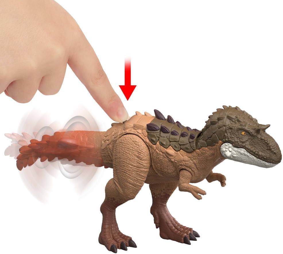 Mattel Jurassic World Dinosaurier-Spielfigur, großer Gigantic Thrashers Gorgosaurus mit 2 Angriffsbewegungen und Evolutionsfunktion, digitaler Spielspaß, JKL86