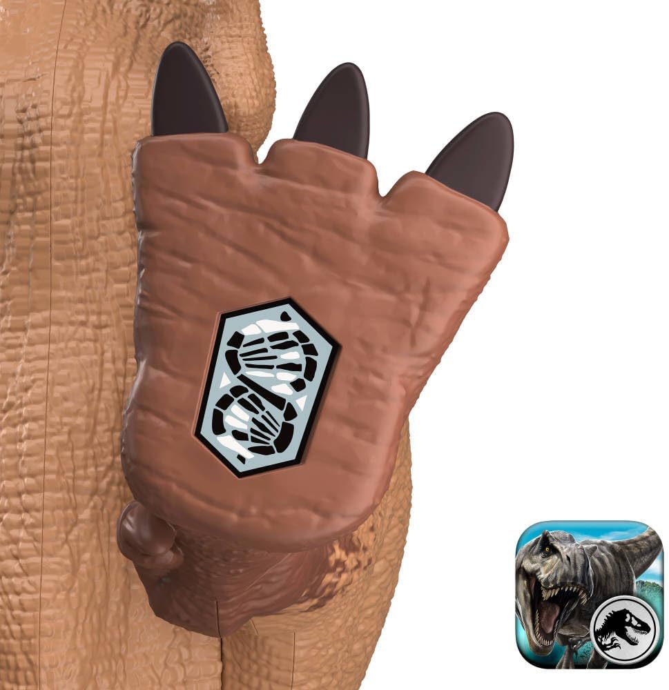 Mattel Jurassic World Dinosaurier-Spielfigur, großer Gigantic Thrashers Gorgosaurus mit 2 Angriffsbewegungen und Evolutionsfunktion, digitaler Spielspaß, JKL86