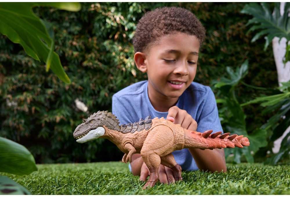 Mattel Jurassic World Dinosaurier-Spielfigur, großer Gigantic Thrashers Gorgosaurus mit 2 Angriffsbewegungen und Evolutionsfunktion, digitaler Spielspaß, JKL86