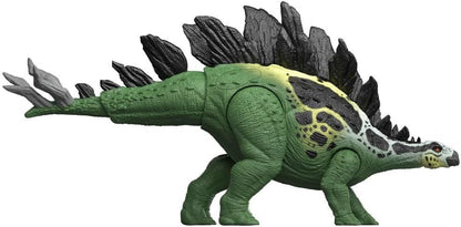 Mattel Jurassic World Dinosaurier-Spielfigur, großer Gigantic Thrashers Stegosaurus mit 2 Angriffsbewegungen und Evolutionsfunktion, digitaler Spielspaß, JKL85
