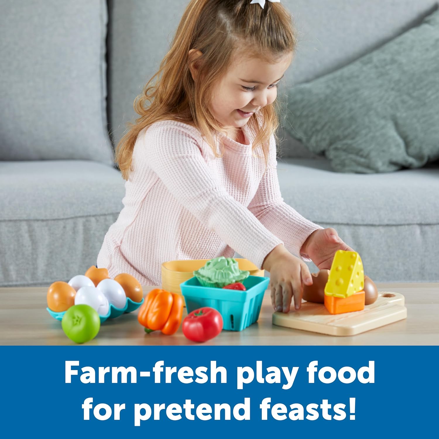 Learning Resources New Sprouts Farm to Table Fresh Market, Ages 18 months+, Toys for 2 Year Old Boy or Girl, Play Food, 27 Pieces