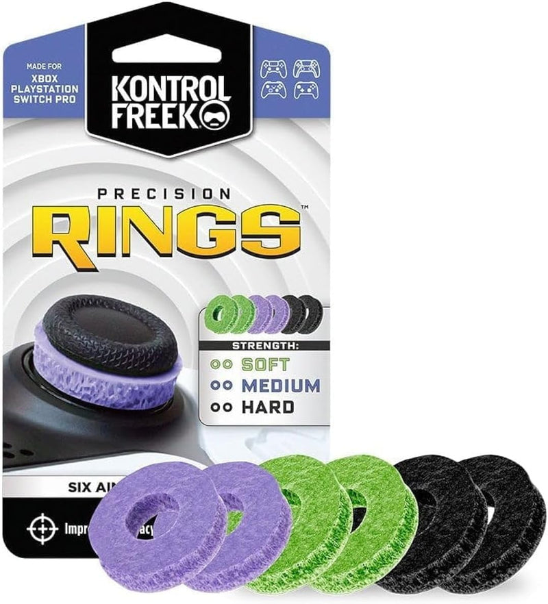 KontrolFreek Precision Rings, Aim Assist Motion Control for Playstation 4 (PS4), PS5, Xbox One, XBX, Switch Pro & Scuf Controller (Black/Purple/Green