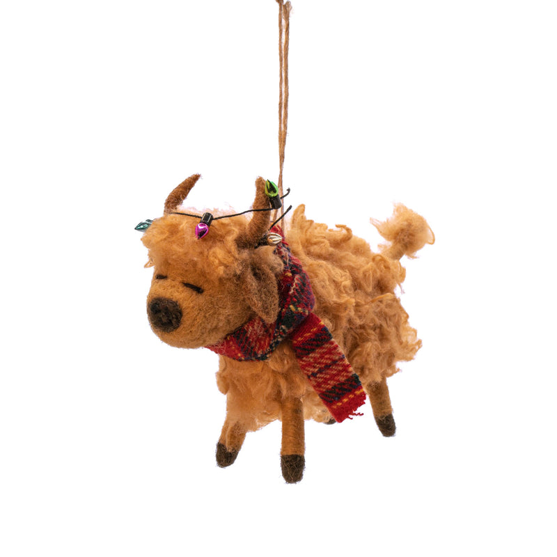 Sass and Belle Highland Cow Felt Decoration