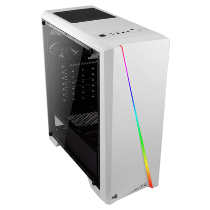 Aerocool CYLON - PC-Gehäuse (Semi-Fackel, ATX, Acryl-Seitenwand, RGB-LED an der Vorderseite, 13 Lichtmodi, inklusive 12-cm-Lüfter an der Rückseite, USB 3.0), weiß