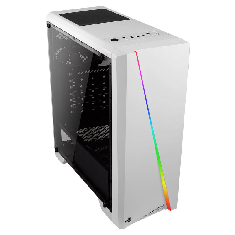 Aerocool CYLON - PC-Gehäuse (Semi-Fackel, ATX, Acryl-Seitenwand, RGB-LED an der Vorderseite, 13 Lichtmodi, inklusive 12-cm-Lüfter an der Rückseite, USB 3.0), weiß
