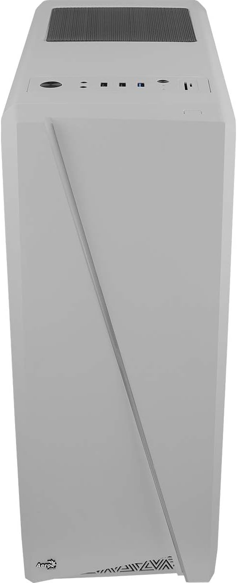 Aerocool CYLON - PC-Gehäuse (Semi-Fackel, ATX, Acryl-Seitenwand, RGB-LED an der Vorderseite, 13 Lichtmodi, inklusive 12-cm-Lüfter an der Rückseite, USB 3.0), weiß