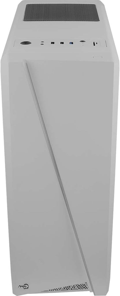 Aerocool CYLON - PC-Gehäuse (Semi-Fackel, ATX, Acryl-Seitenwand, RGB-LED an der Vorderseite, 13 Lichtmodi, inklusive 12-cm-Lüfter an der Rückseite, USB 3.0), weiß