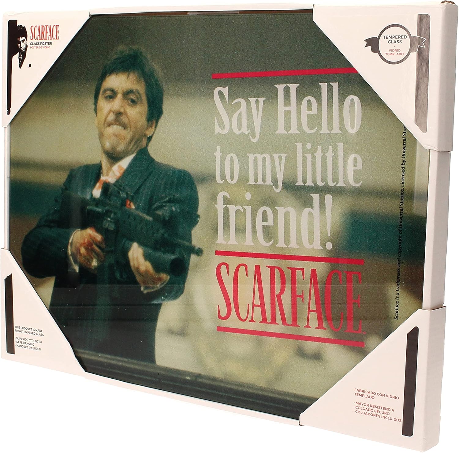 SD toys Say Hello Scarface Glass Poster, Tempered Glass, 40 x 30 x 3