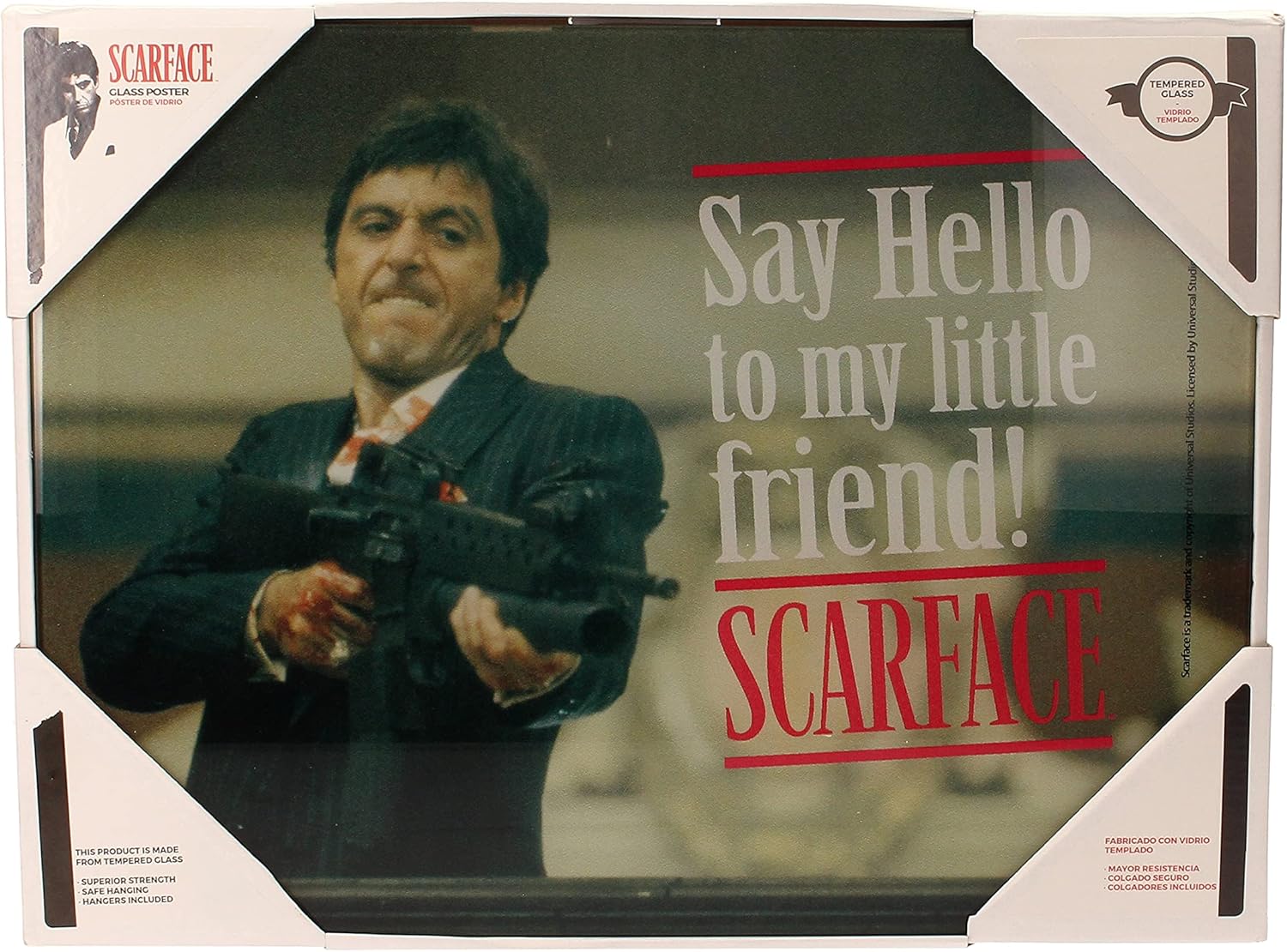 SD toys Say Hello Scarface Glass Poster, Tempered Glass, 40 x 30 x 3