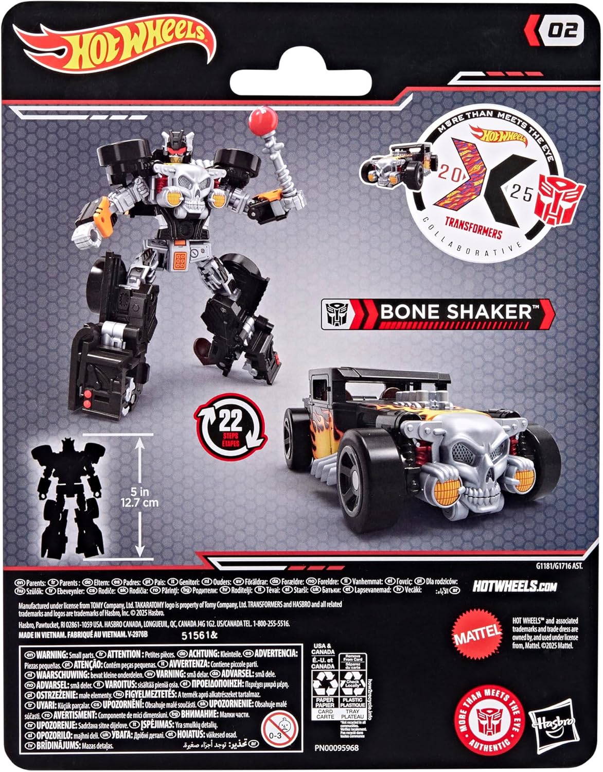 Transformers Collaborative Hot Wheels x Bone Shaker, Deluxe Class 5-Inch Robot Action Figure Converts to Car, Car Toys for Ages 8+