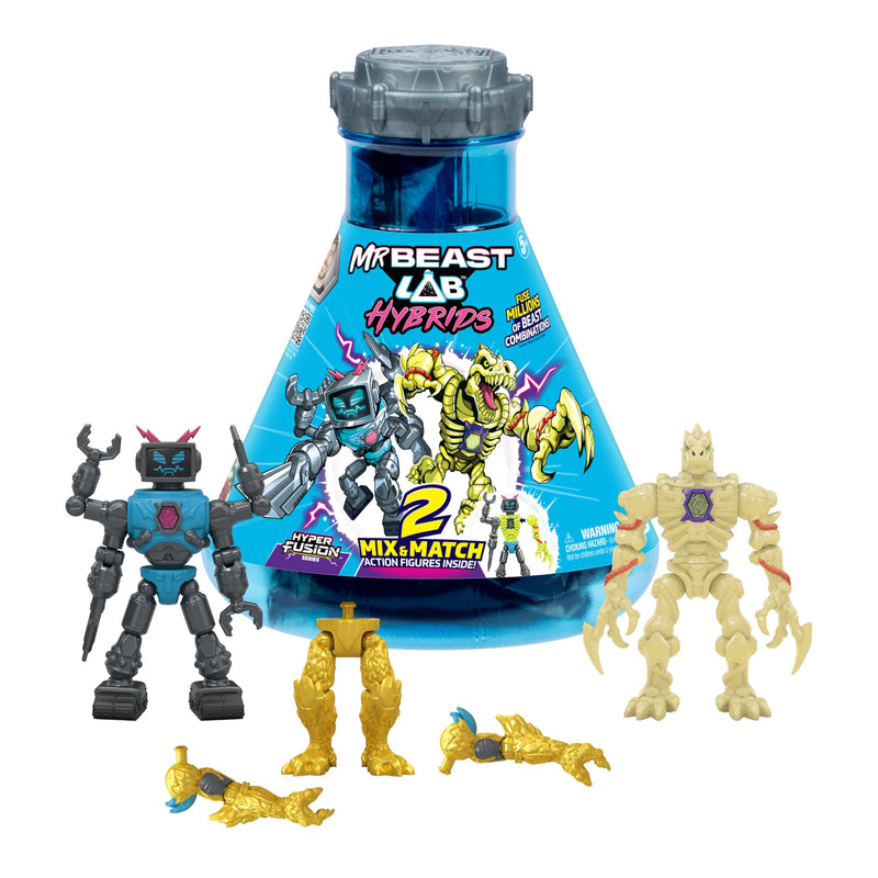 MrBeast Lab Hybrids Multi Pack, Reveal Different Hybrid Parts To Create 2 Mix and Match Action Figures, Plus Parts Of The Golden Panther Dragon, Fuse Millions Of Beast Combinations, Collect 30 Beasts