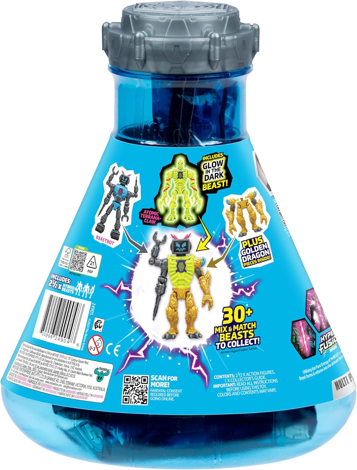 MrBeast Lab Hybrids Mehrfachpackung, Verschiedene Hybrid-Teile und 2 Actionfiguren zum Kombinieren, mit Teilen des Golden Panther Dragon, zahlreiche Kombinationen, über 30 Monster zum Sammeln