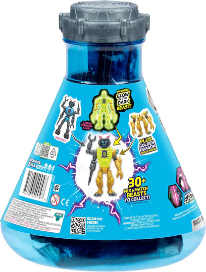 MrBeast Lab Hybrids Mehrfachpackung, Verschiedene Hybrid-Teile und 2 Actionfiguren zum Kombinieren, mit Teilen des Golden Panther Dragon, zahlreiche Kombinationen, über 30 Monster zum Sammeln