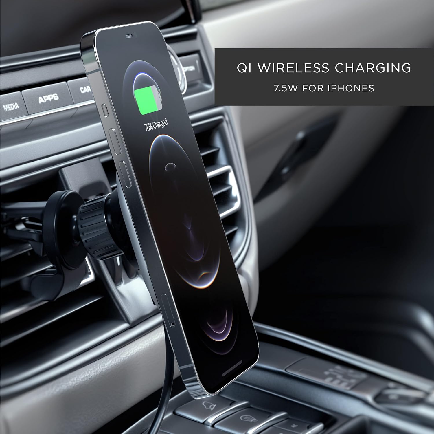 Satechi Magnetic Wireless Car Charger (Qi Wireless Charging) 7.5W Air Vent Mount - Compatible with iPhone 17, 16, 15 to 12 Series and More
