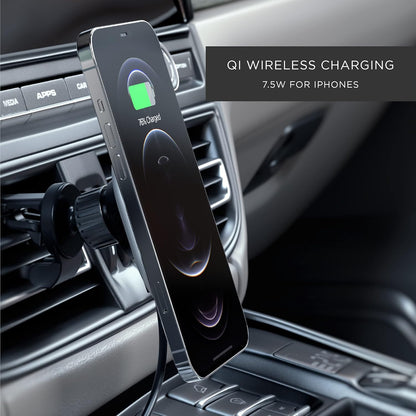 Satechi Magnetic Wireless Car Charger (Qi Wireless Charging) 7.5W Air Vent Mount - Compatible with iPhone 17, 16, 15 to 12 Series and More