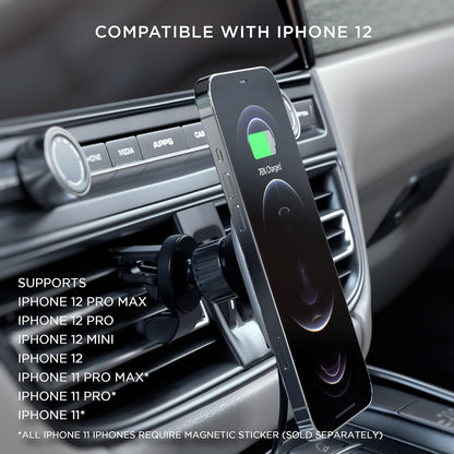 Satechi Magnetic Wireless Car Charger (Qi Wireless Charging) 7.5W Air Vent Mount - Compatible with iPhone 17, 16, 15 to 12 Series and More