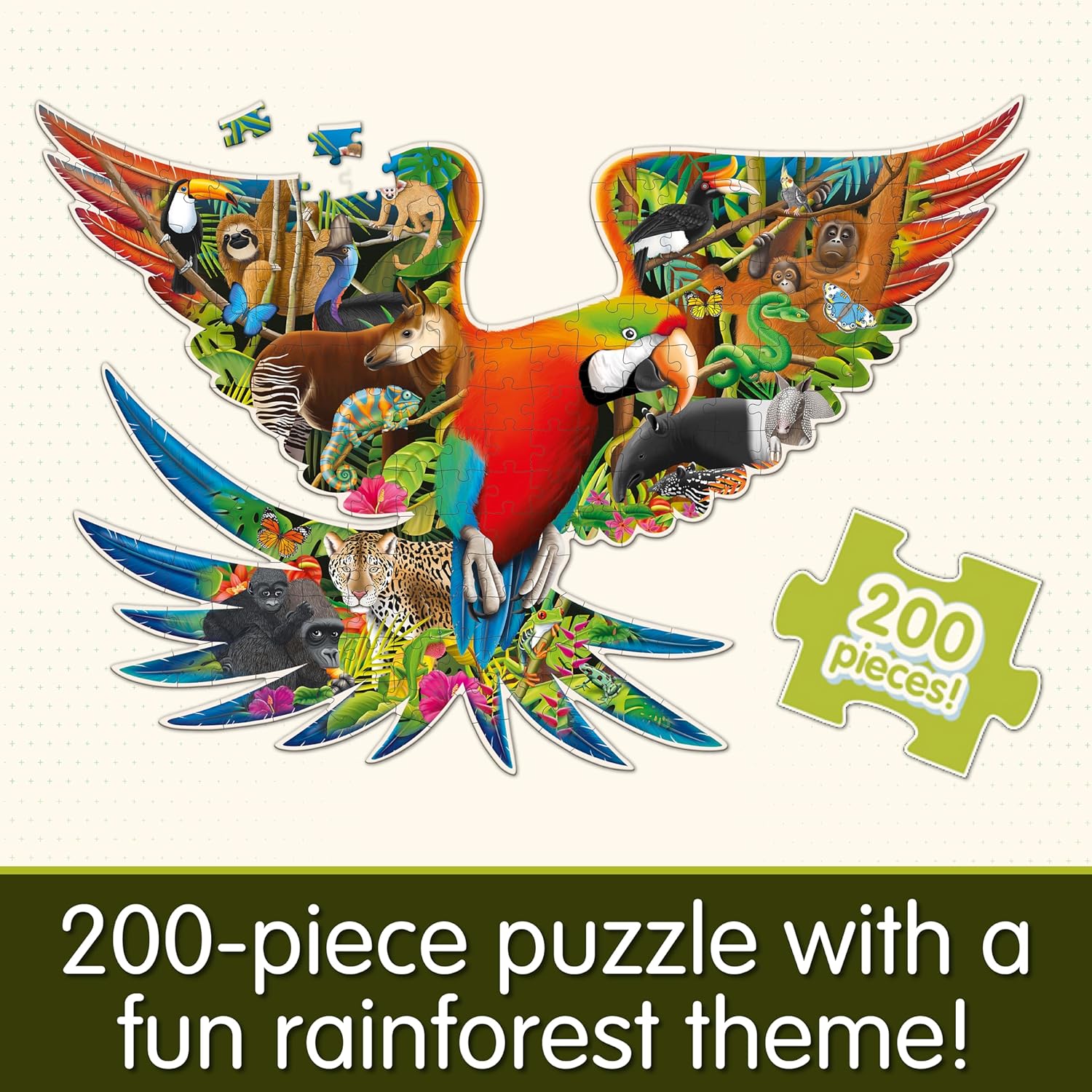 The Learning Journey Wildlife World Rainforest 200 piece Jigsaw Puzzle, Vibrant Colors