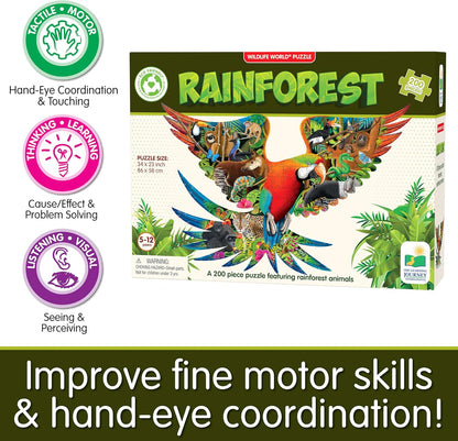 The Learning Journey Wildlife World Rainforest 200 piece Jigsaw Puzzle, Vibrant Colors