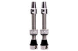 CushCore Tubeless Valves Silver – Premium 44mm Presta Valves for MTB, Gravel & Road Wheels – Insert Compatible, Removable Core, Sealant Ready (Pair