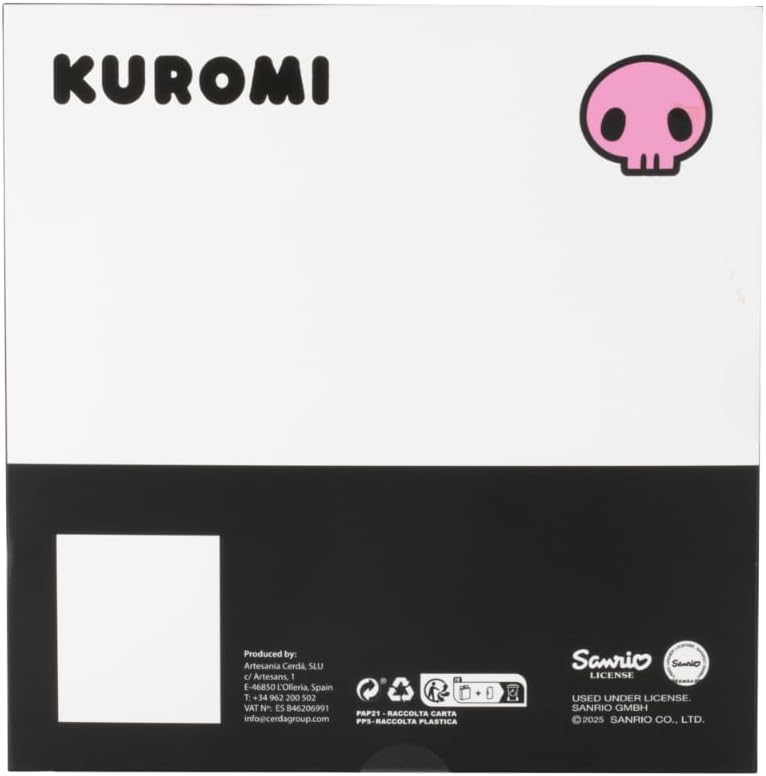 Cerdà Hello Kitty Schreibset - Notizbuch - Kugelschreiber - Kuromi-Motiv - Schwarz und Rosa