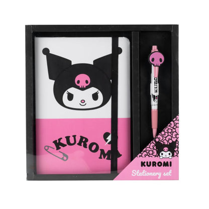 Cerdà Hello Kitty Schreibset - Notizbuch - Kugelschreiber - Kuromi-Motiv - Schwarz und Rosa