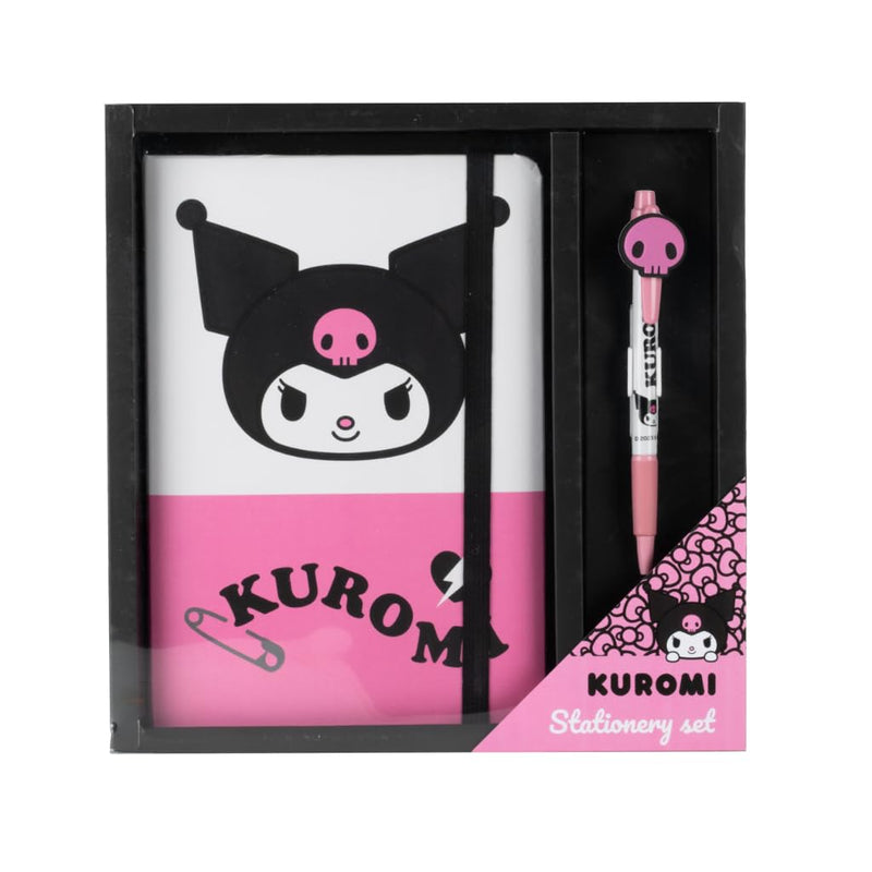 Cerdà Hello Kitty Schreibset - Notizbuch - Kugelschreiber - Kuromi-Motiv - Schwarz und Rosa