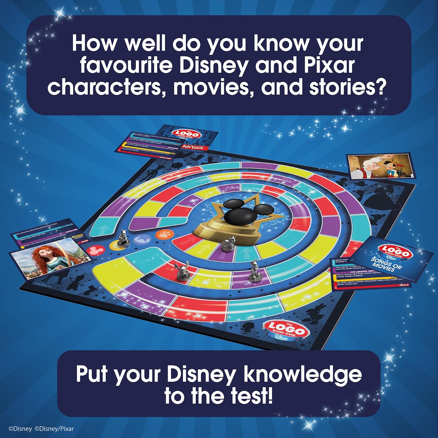 Tomy The LOGO Board Game Disney Edition - Family Trivia Game Featuring Iconic Disney Characters & Brands | Ages 8+