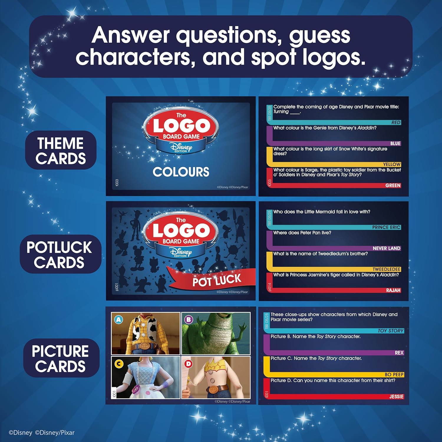 Tomy The LOGO Board Game Disney Edition - Family Trivia Game Featuring Iconic Disney Characters & Brands | Ages 8+