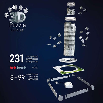 Ravensburger 3D Puzzle: 3D Iconics - Torre Pendente Di Pisa Night Edition (216Pcs) (12008028)
