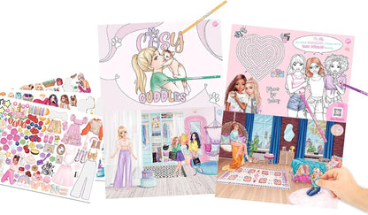 Depesche 13731 TOPModel XXL Activity Book with 24 Pre-Printed Pages for Colouring, Puzzles and Stickers, Set Including 4 Sheets of Stickers