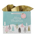 Christian Art Gifts Large Landscape Inspirational Scripture Gift Bag, Tag & Wrapping Tissue Paper Set for Men & Women: Merry Christmas, Cute Sturdy Satin Ribbon Handles, Teal Pastel Multicolor
