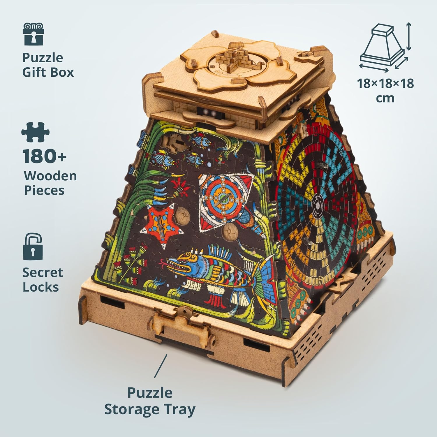 iDventure Cluepuzzle Pyramid of the Sun | Escape Room Game with Jigsaw Puzzle | Sequential Puzzles Puzzle Box Adults and 10+ | Gift Box | Treasure box | 3D Wooden Puzzle | Money Gift box