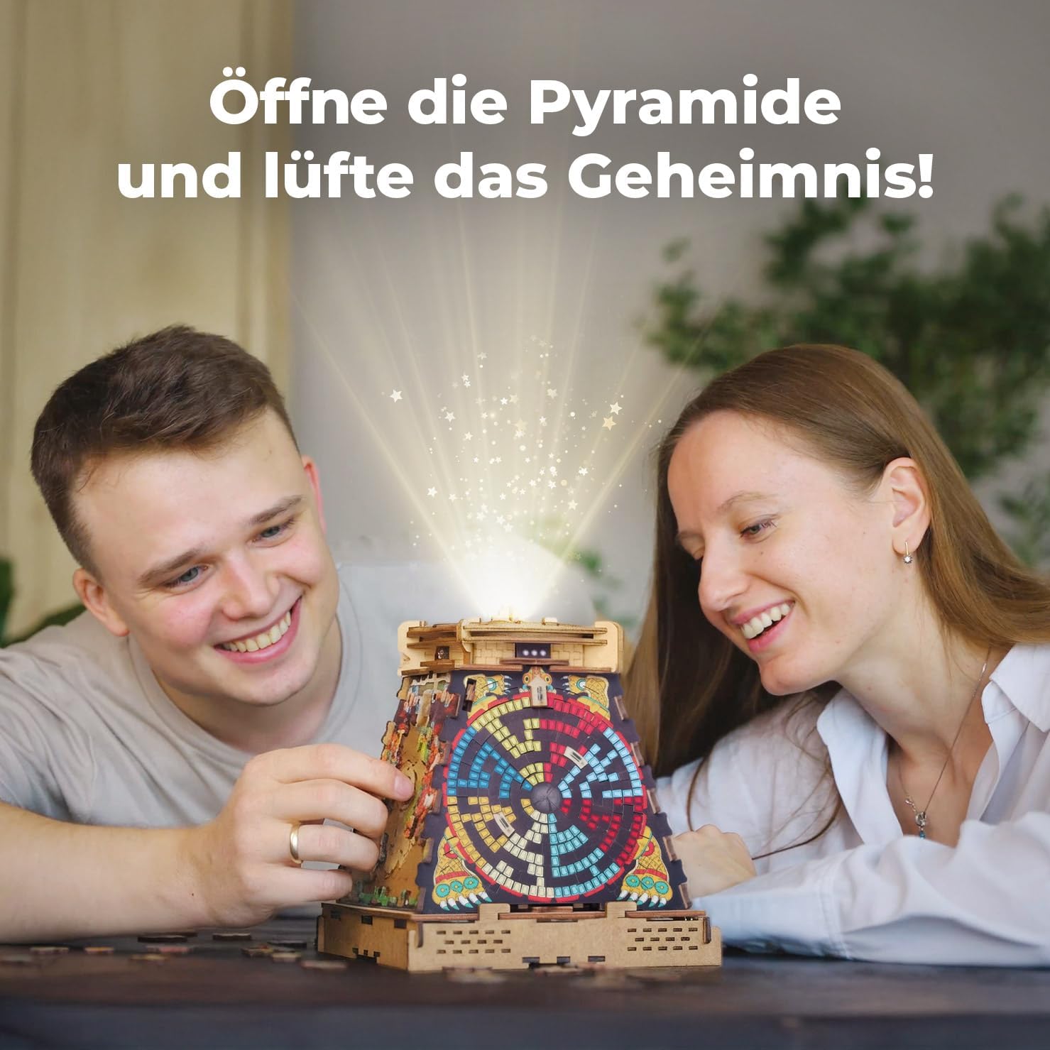 iDventure Cluepuzzle Pyramid of the Sun | Escape Room Game with Jigsaw Puzzle | Sequential Puzzles Puzzle Box Adults and 10+ | Gift Box | Treasure box | 3D Wooden Puzzle | Money Gift box