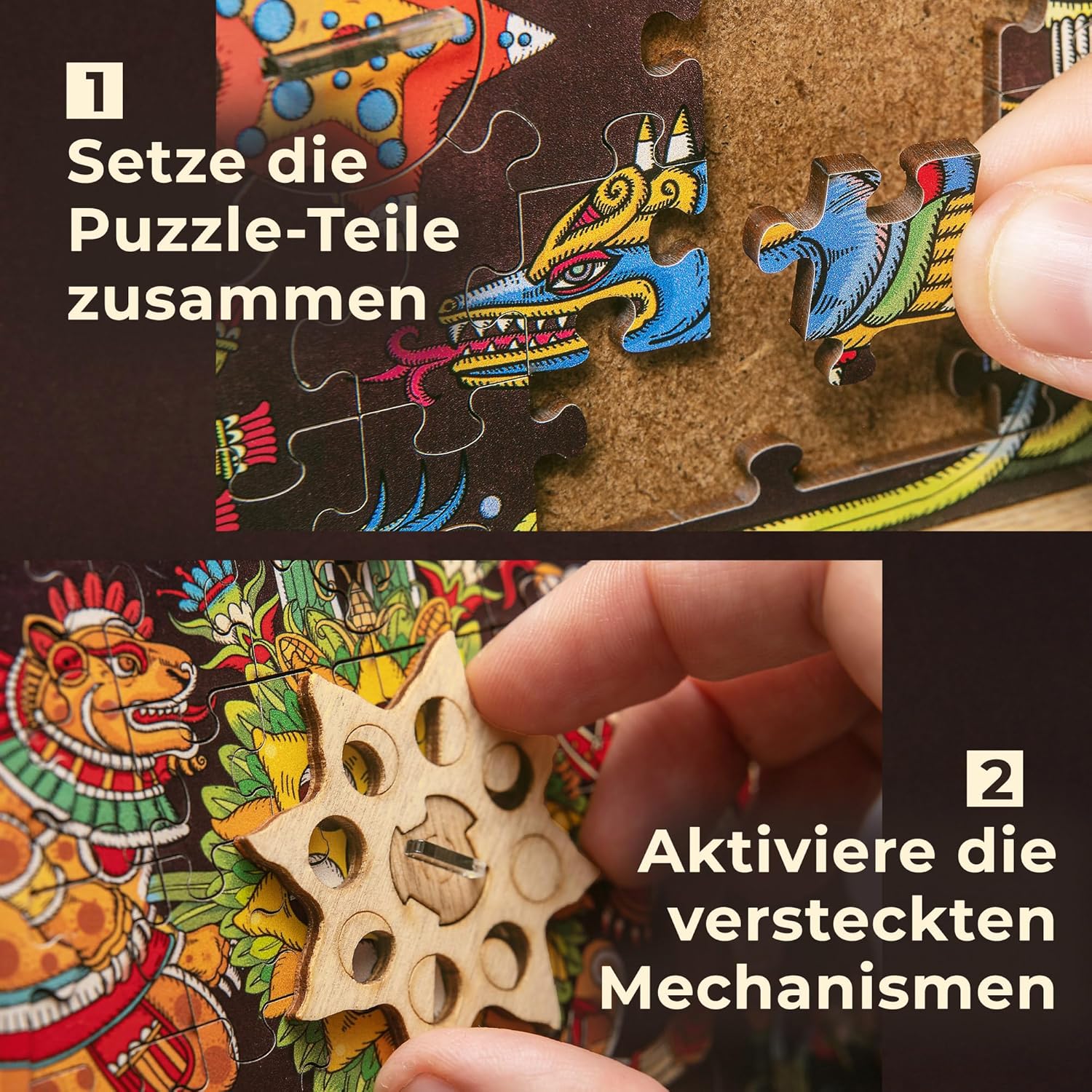 iDventure Cluepuzzle Pyramid of the Sun | Escape Room Game with Jigsaw Puzzle | Sequential Puzzles Puzzle Box Adults and 10+ | Gift Box | Treasure box | 3D Wooden Puzzle | Money Gift box